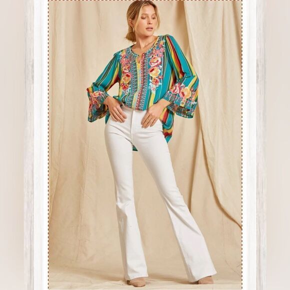 Savanna Jane Blouse Top Embroidered Pullover Size L - Picture 10 of 10